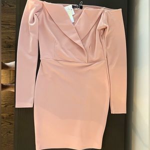 Blush Missguided off shoulder mini dress.